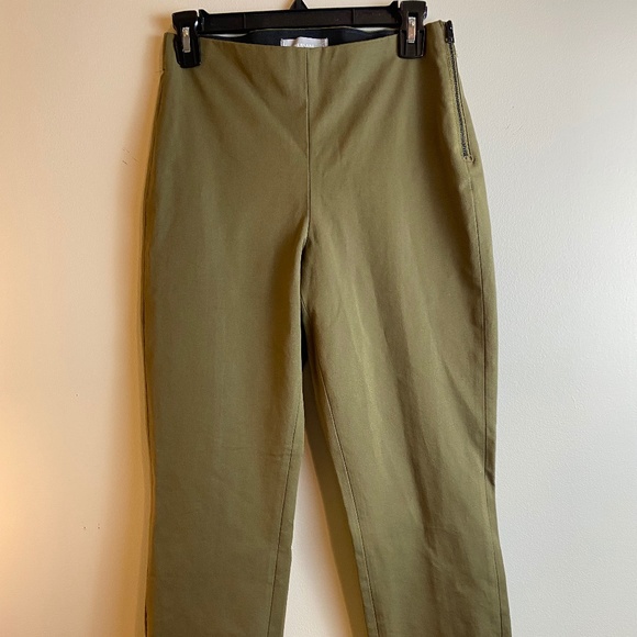 Everlane Work Pant in Olive Green Size 4 Regular - Side Zip Stretch Cotton Pants - Picture 4 of 10
